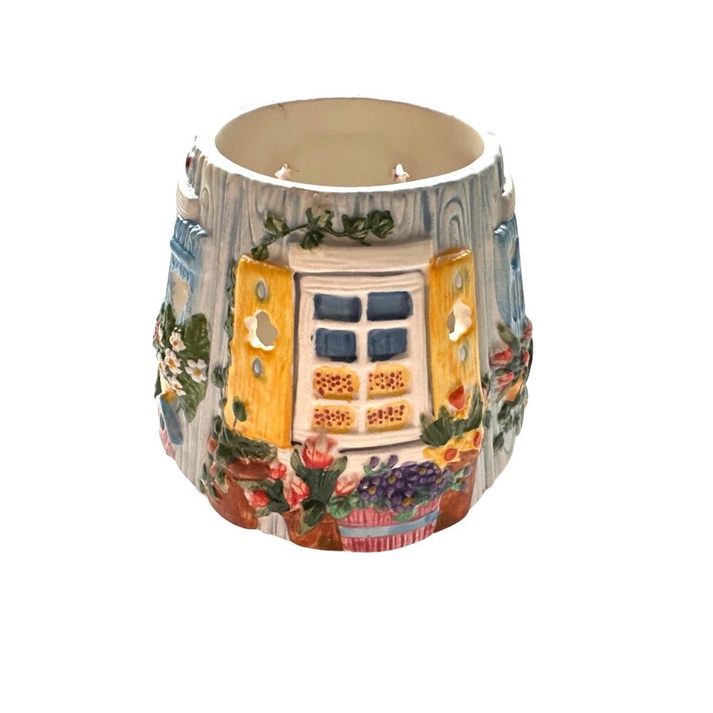 Yankee Candle Tapered Candle Topper Small Cottage Windows Colorful Vintage